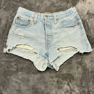 VTG Levis 501 Jean Shorts Women’s Sz.27 Blue Fly Cut Off‎ Daisy Duke Cheeky